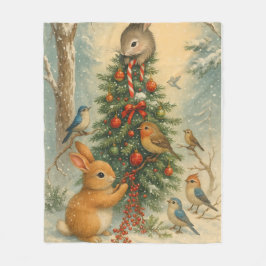 Couverture Polaire Cozy woodland bunny christmas warm winter festive 