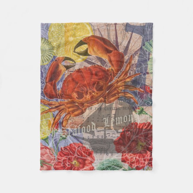 Couverture Polaire Crabe Plage Nautique Art de la mer (Devant)