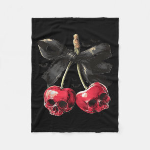 Couverture Polaire Crâne de cerise d'été effrayant Halloween Coquette
