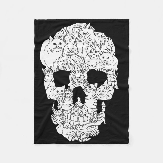 Couverture Polaire Crâne de chat Kitty Skeleton Halloween Goth Punk E (Devant)