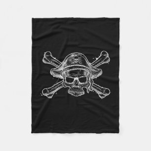 Couverture Polaire Crâne de pirate vintage et squelette de tête de mo