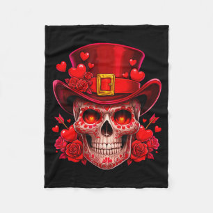 Couverture Polaire Crâne de sucre Saint-Valentin Cupidon Roses rouges