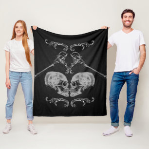 Couverture Polaire "Crâne en amour" Skeletons Vintages Noir
