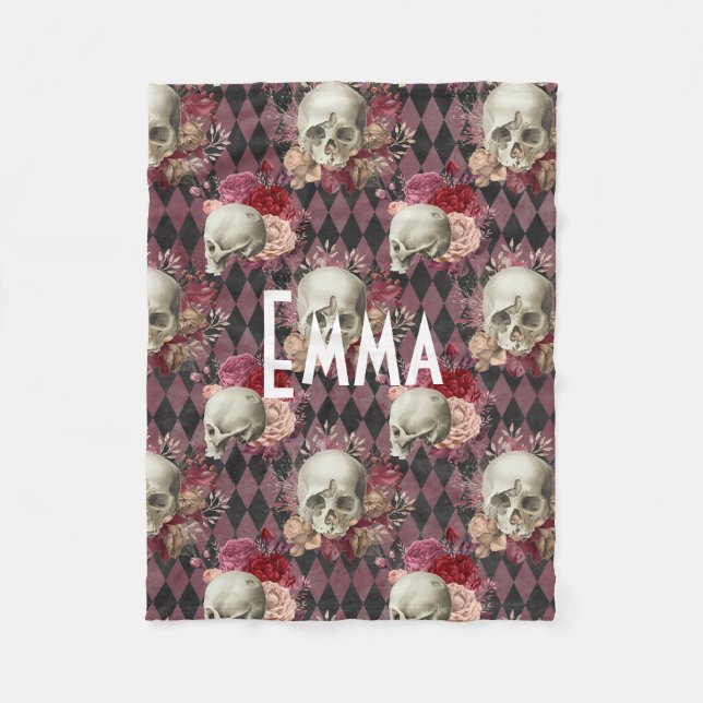 Couverture Polaire Crâne floral personnalisé (Devant)