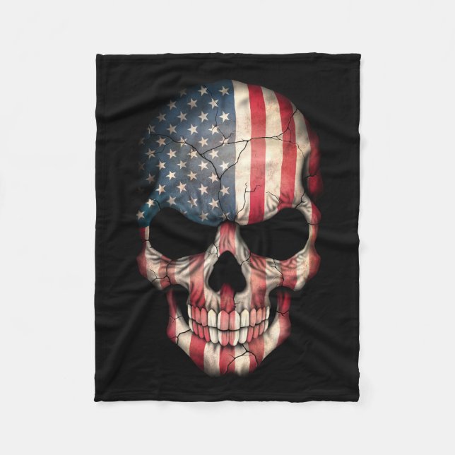 Couverture Polaire Crâne personnalisable de drapeau américain (Devant)
