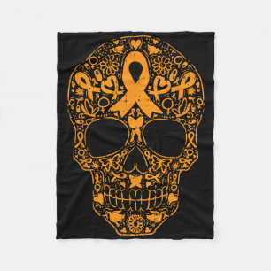 Couverture Polaire Crâne sucre Orange Ruban Leucémie Cancer Lauréats