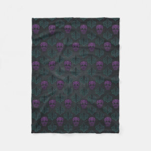 Couverture Polaire Crânes Damas turquoises et violets