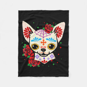 Couverture Polaire Crânes de Chihuahua Jour des Morts Crâne de Sucre