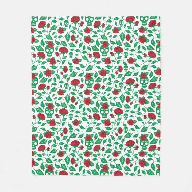 Couverture Polaire Crânes et roses de Frida Kahlo | (Devant)