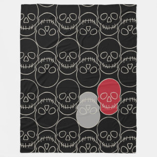 Couverture Polaire Crânes - Noir de chauve-souris et Blanc d'os