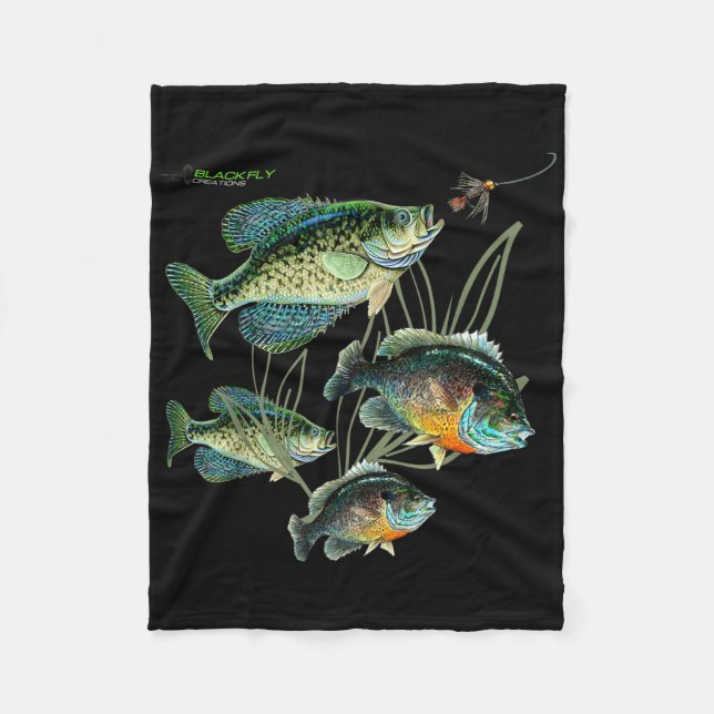 Couverture Polaire Crappie Bluegill Fishing Shirts Hoodies Black Fly  (Devant)