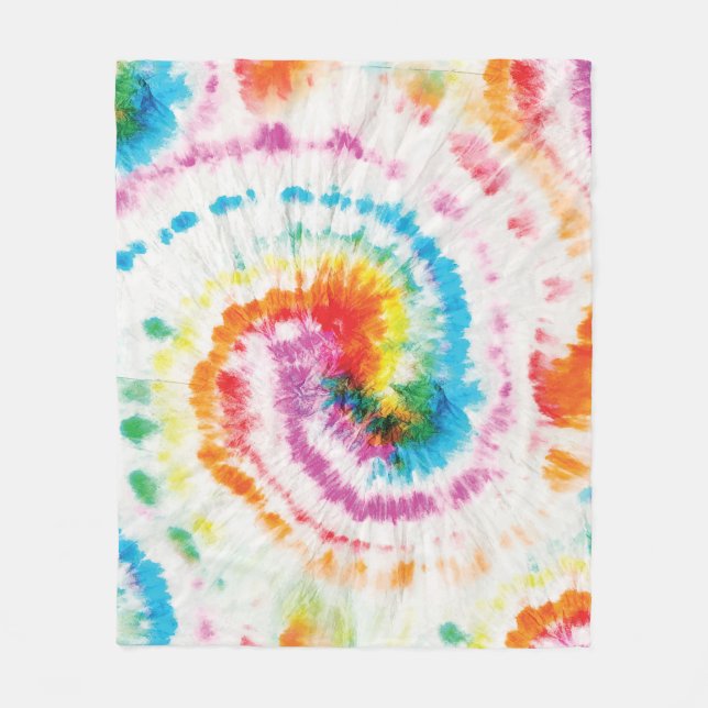 Couverture Polaire Cravate spirale, motif tourbillon arc-en-ciel (Devant)