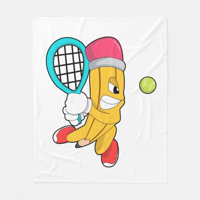 Couverture Polaire Crayon au tennis avec raquette de tennis (Devant)