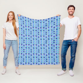 Couverture Polaire Crazy Blue Paws Blanche polaire