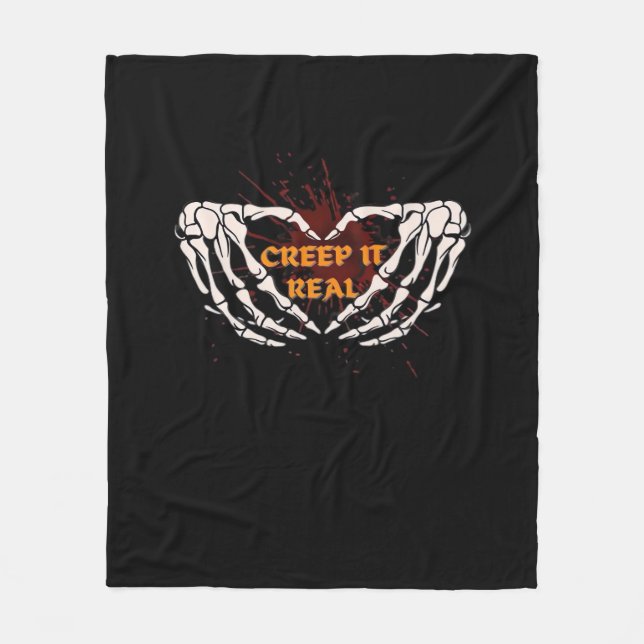 Couverture Polaire Creep It Real, Skeleton Mains Montrant Le Coeur (Devant)