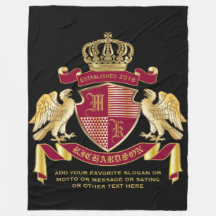 Couverture Polaire Créez votre propre blason d'armoiries d'aigle rou