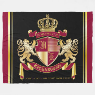 Couverture Polaire Créez votre propre blason d'armoiries d'or rouge
