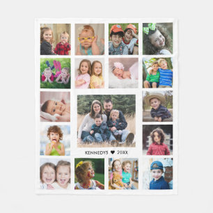 Couverture Polaire Créez votre propre nom de famille 17 Photo Collage