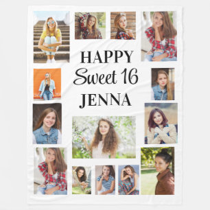 Couverture Polaire Créez votre propre photo Happy Sweet 16