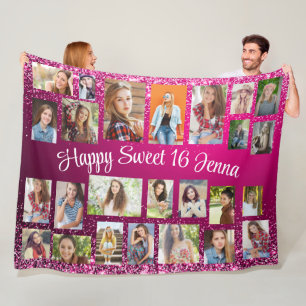 Couverture Polaire Créez Votre Propre Rose 25 Photo Joyeux Sweet 16 