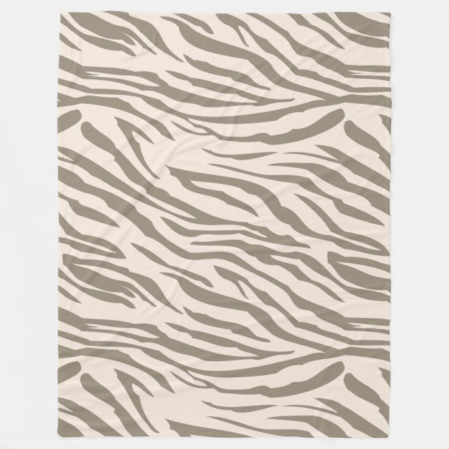Couverture Polaire Crème Brown blanc Zèbre imprimé (Devant)