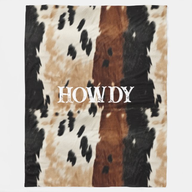 Couverture Polaire Crème Brown Cowhide Howdy (Devant)
