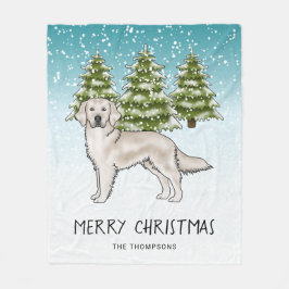 Couverture Polaire Crème Golden Retriever Chien Blue Snowy Noël