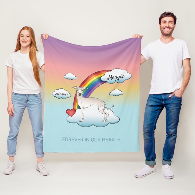Couverture Polaire Crème italien Greyhound mignonne Chien Rainbow Mem (En situation)