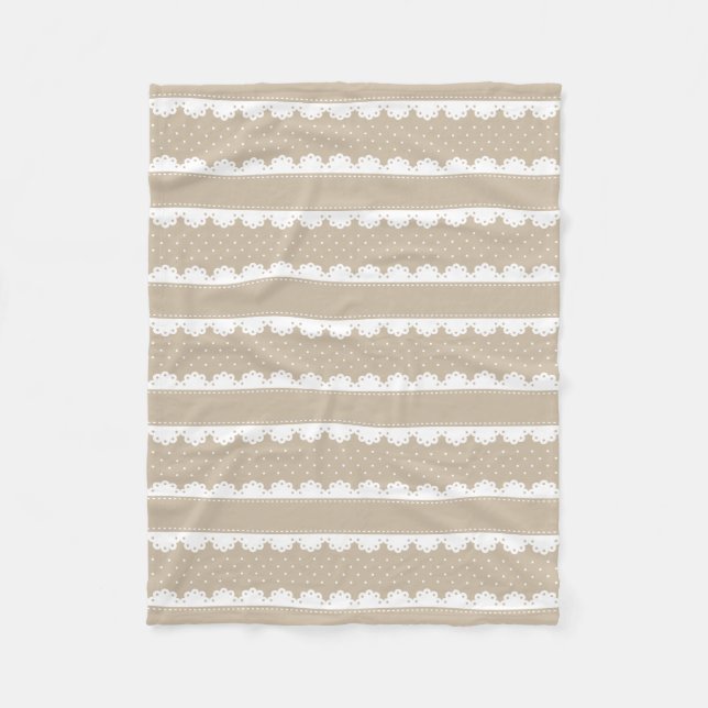 Couverture Polaire Crème moderne et Polka blanche Motif rayé (Devant)