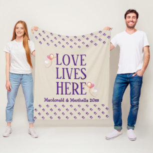 Couverture Polaire CRÈME Personnalisé LOVE LIVES ICI Keepsaké