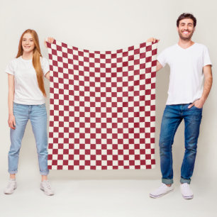 Couverture Polaire Crème rouge foncé À damiers Motif