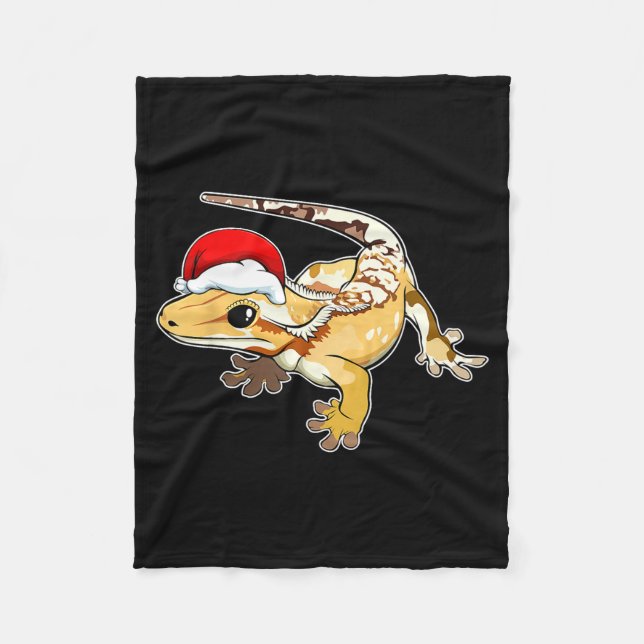 Couverture Polaire Crested Gecko Santa Hat Christmas Pajama Lizard Re (Devant)
