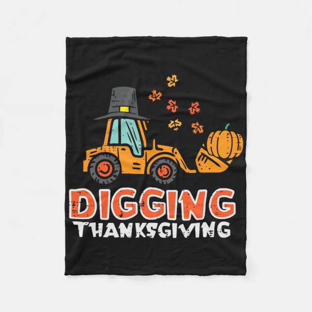 Couverture Polaire Creusement Thanksgiving Excavateur Camion Automne  (Devant)