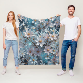 Couverture Polaire Cristal d'hiver Frost Sakura Blossom
