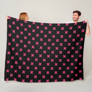 Couverture Polaire Crochis Fuchsia sur noir