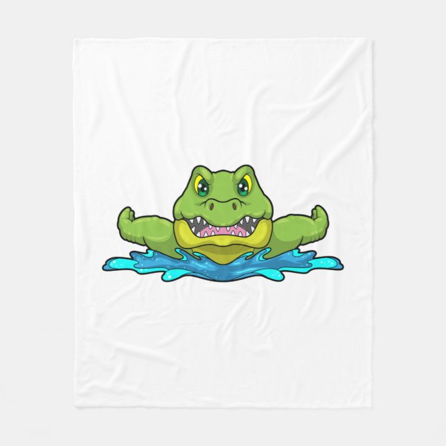Couverture Polaire Crocodile à nager dans l'eau (Devant)