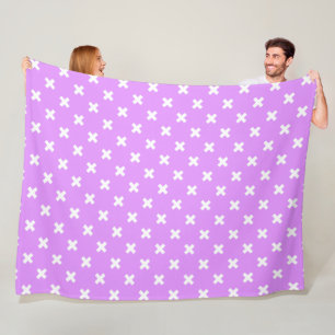 Couverture Polaire Croix blanches sur lilas