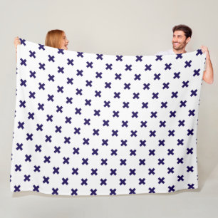 Couverture Polaire Croix bleu marine sur blanc