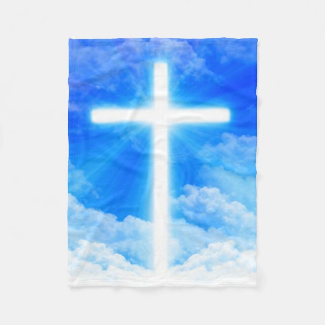Couverture Polaire Croix de lumière Jésus-Christ chrétien personnalis (Devant)