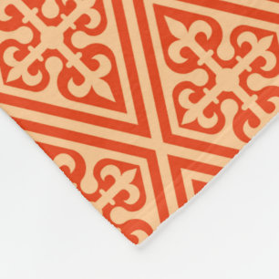 Couverture Polaire Croix Médiévale Damas - Corail Orange et Pêche