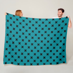 Couverture Polaire Croix noire sur turquoise