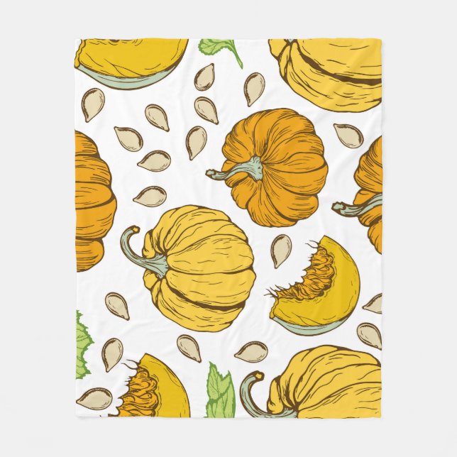 Couverture Polaire Croquis citrouille : Motif de Thanksgiving. (Devant)