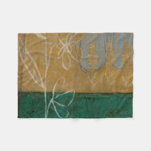 Couverture Polaire Croquis floral avec le fleur sauvage et les