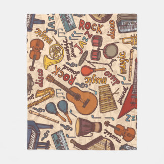 Couverture Polaire Croquis Musical : Colorful Vintage sans couture.