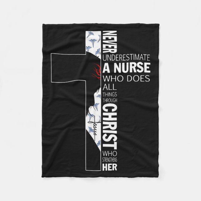 Couverture Polaire Cross Never Underestimate A Nurse Christ Bibles Je (Devant)