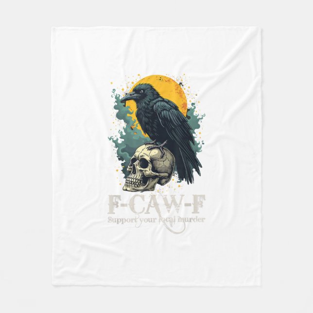 Couverture Polaire Crow F-Caw-F Funny Skull Moon Design (Devant)