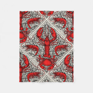 Couverture Polaire Crustacés en rouge, noir et ivoire