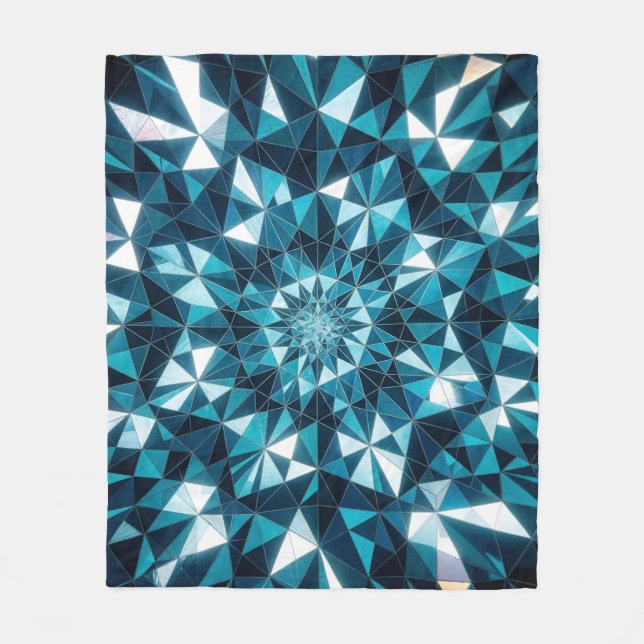 Couverture Polaire Crystal pattern Ocean Hues Kaleidoscope Pattern (Devant)