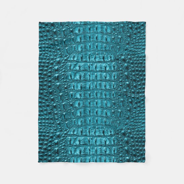 Couverture Polaire cuir girly d'alligator de bleu de turquoise de (Devant)