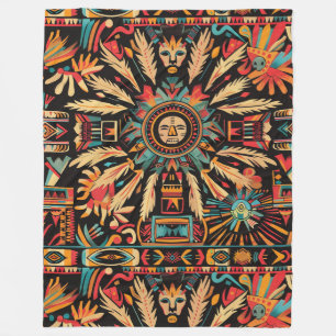 Couverture Polaire Cuisine Cyan "Aztec Dream" Plush Fleece Blanche